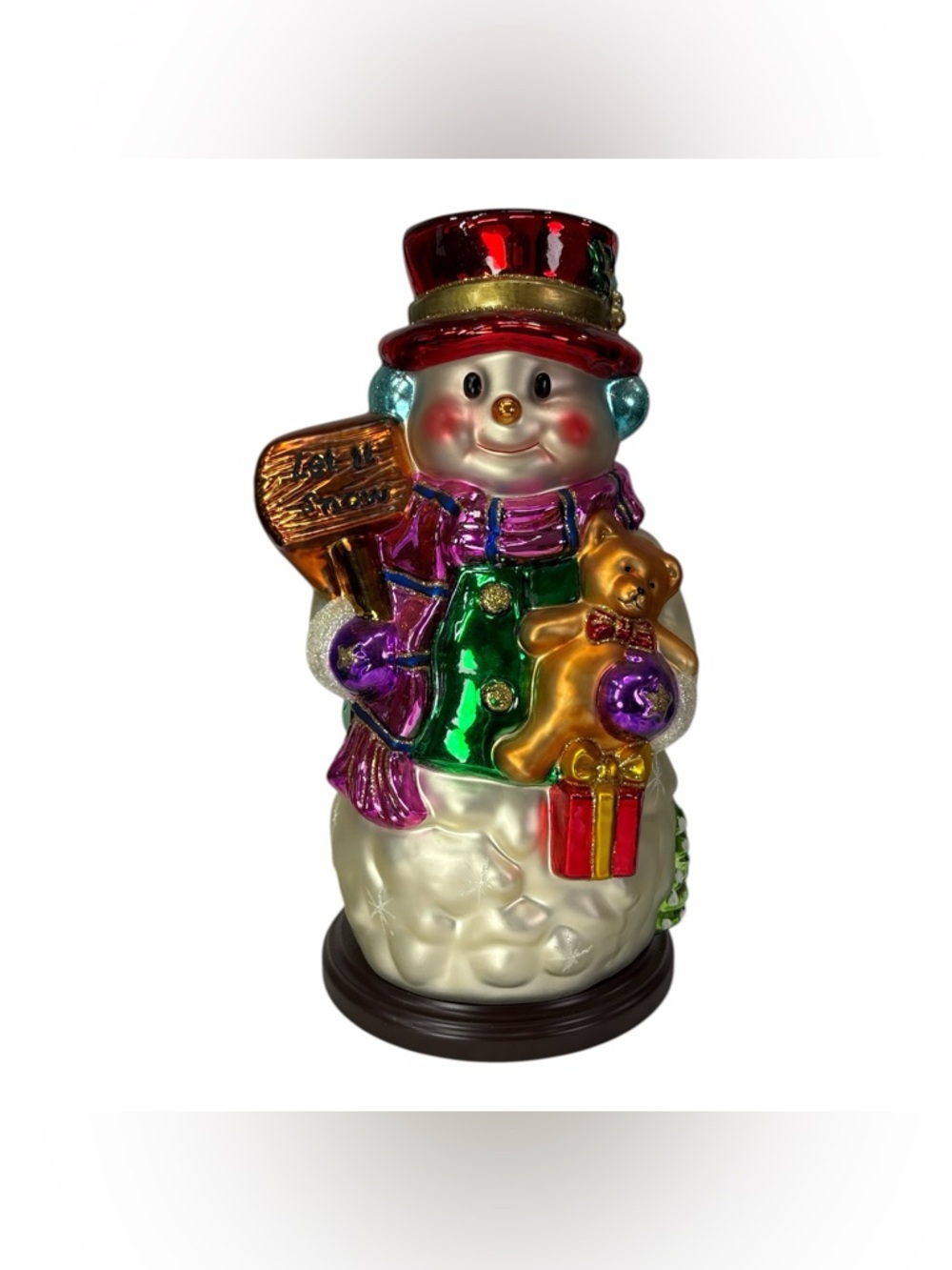 16.5" Thomas Pacconi Classics Christmas Mercury Glass Snowman Centerpiece 2003
